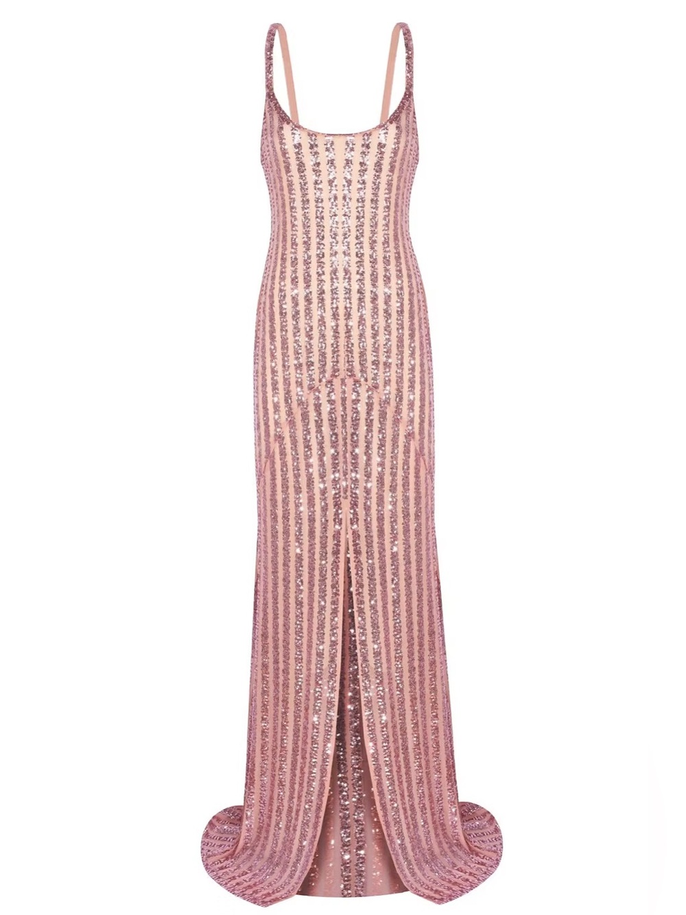 LAMPEROS ATELIER Pink Striped Sequin Nora Dress Luxury Resortwear Size Small NWT